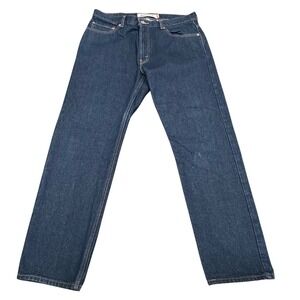 Levi 505 Regular Fit Jeans Mens 36x32 Dark Wash Indigo Straight Leg Denim